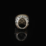 Emerald Oval Gemstone Ring - Large Handmade Ottoman Style Vintage Men's 925 Sterling Silver Ring with Silver Polishing Cloth Gift — image 3