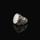 Vintage Mother of Pearl Ring for Men – Oval Gemstone — image 5