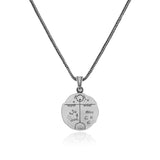 Shaman Motif Cam Drum Necklace – Sterling Silver Mens Pendant on Silver Chain — image 1