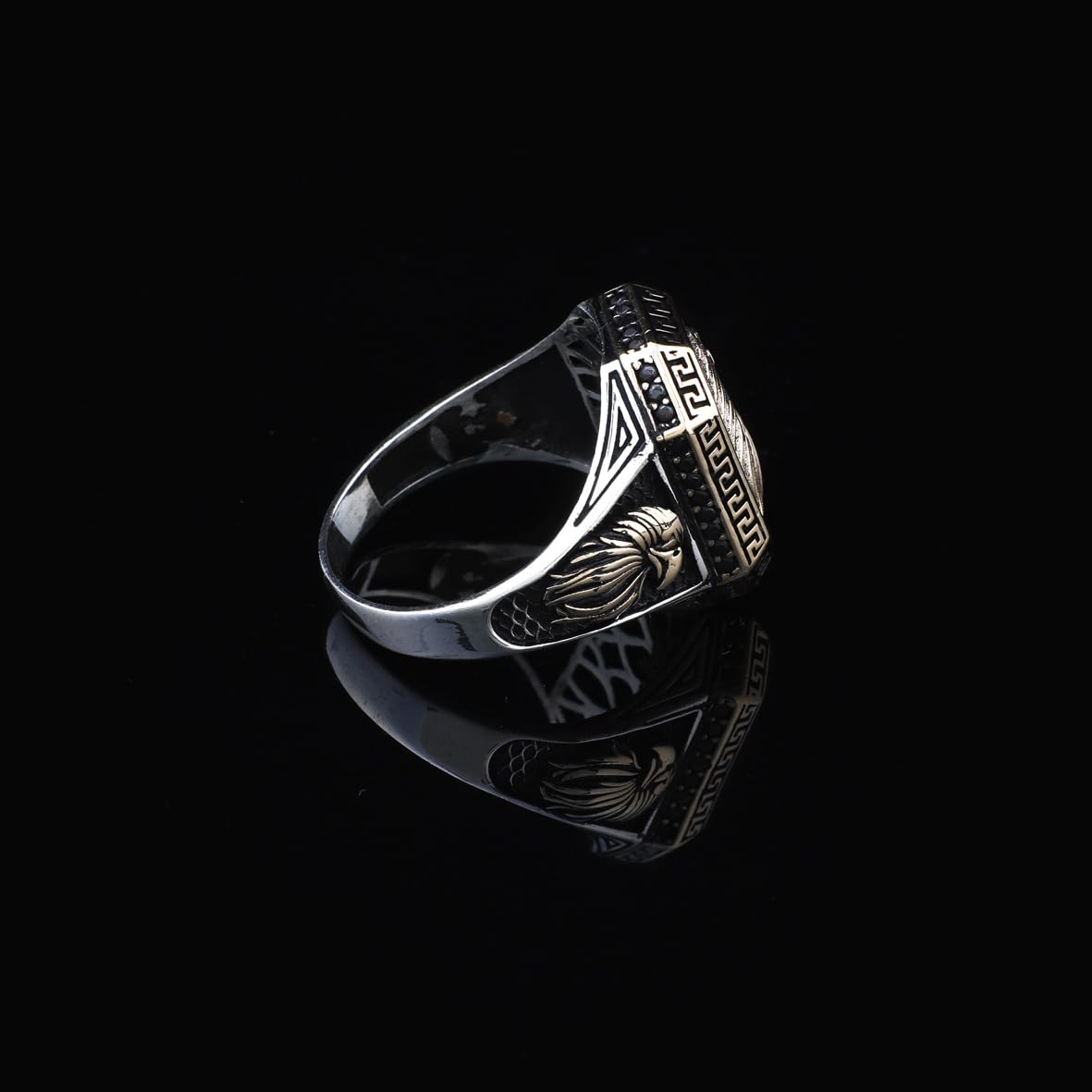 Handmade Eagle Custom Signet Ring - 925 Sterling Silver Men's Jewelry with Animal Design and Silver Polishing Cloth Gift