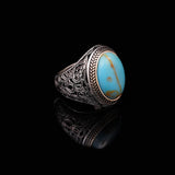 Handmade Genuine Turquoise Men's Ring - 925 Sterling Silver Gemstone Jewelry with Silver Polishing Cloth Gift — image 4