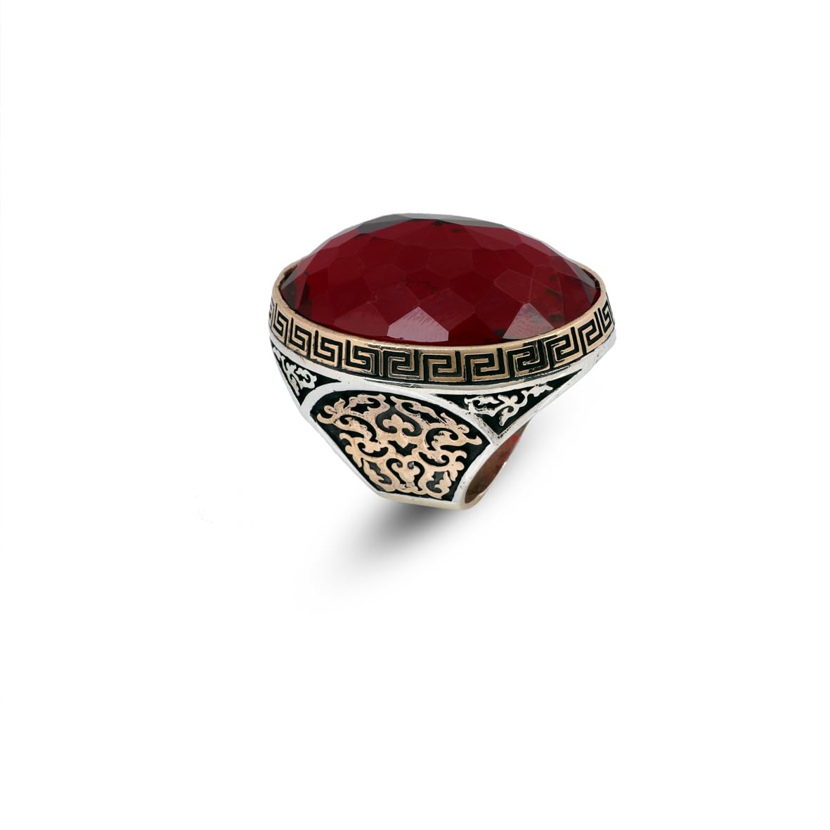 Vintage 925 Sterling Silver Garnet Ring for Men