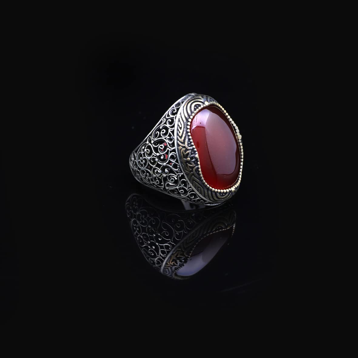 Men Handmade Carnelian Stone Ring