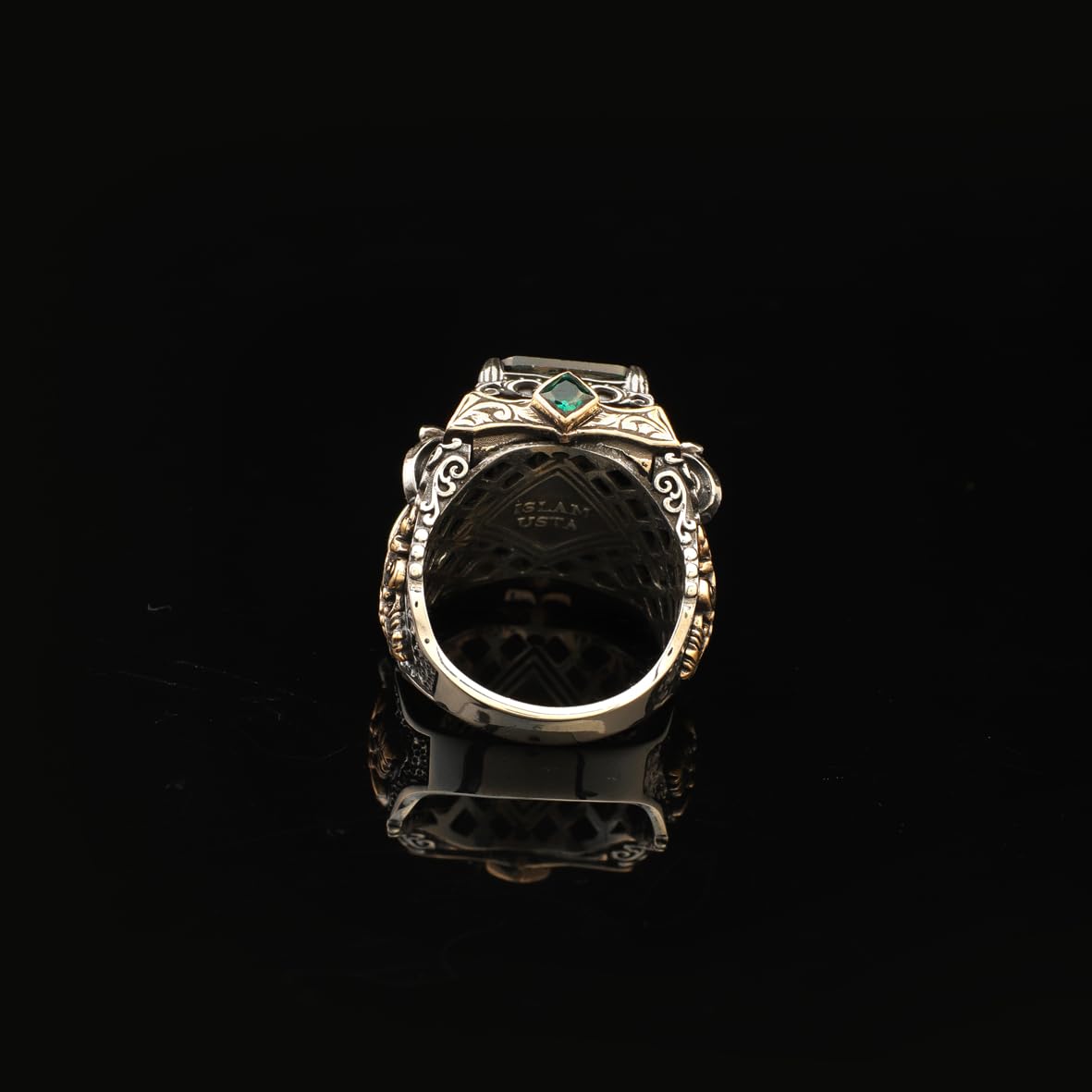 Handmade Emerald Ring Ottoman Style – Large Statement Vintage Gemstone Ring