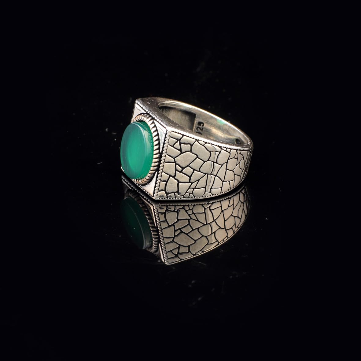 Jade Ring Signet Ring Gemstone Ring Ottoman Statement Ring Vintage Ring Sterling Silver Ring Pinky Ring Gift for Him Handmade