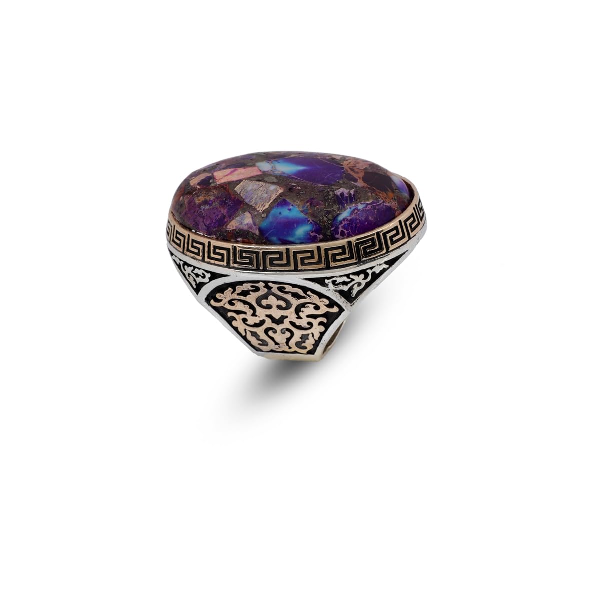 Special Turquoise Stone Ring – Large Oval Stone in Polished 925 Sterling Silver