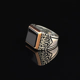 Men's Vintage Onyx Signet Ring - Handmade Pinky Ring in Sterling Silver — image 5
