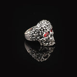 Handmade Vintage Skull Ring with Garnet Stone - Polished 925 Sterling Silver Men's Ring — image 4