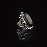 Black Onyx Ring for Men - Chunky Sterling Silver Engagement Ring — image 4
