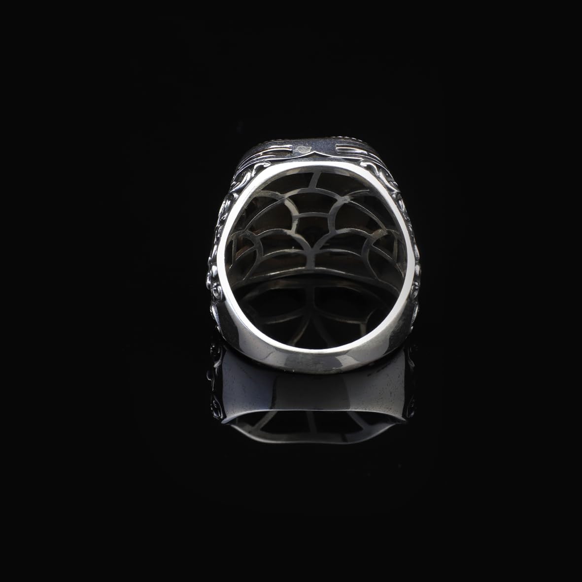 Handmade Vintage Malachite Ax Ring - 925 Sterling Silver Men's Ring with Micro Jade Gemstone - 925 Sterling Silver Rings for Men - Birthday Gifts
