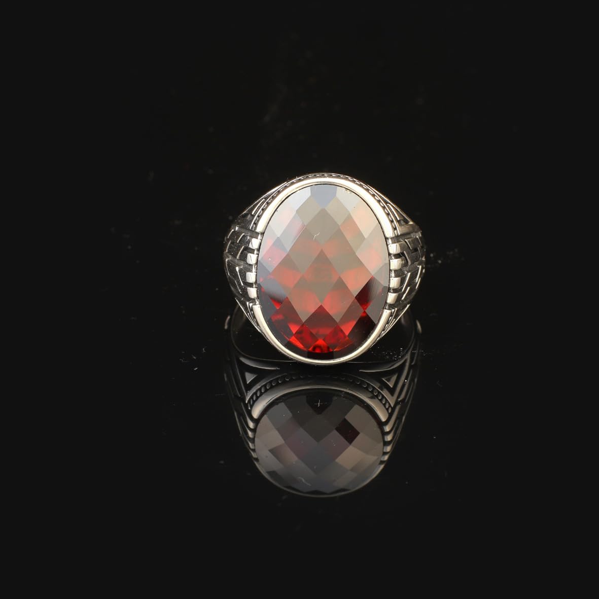 Garnet Ring Ottoman Vintage Ring Sterling Silver Ring Pinky Ring Silver Signet Ring Gemstone Ring Ottoman Statement Ring Vintage Ring Gift for Him