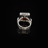 Vintage Garnet Ring with Micro Stones – Handmade 925 Sterling Silver Statement Ring for Men – Polished Gemstone Engagement Ring with Custom Engraving — image 6