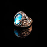 Handmade 925 Sterling Silver Scorpion Ring for Men - Man Silver Aquamarine Stone Ring - Unique Gemstone Jewelry with Aquamarine Stone and Silver Polishing Cloth Gift — image 4