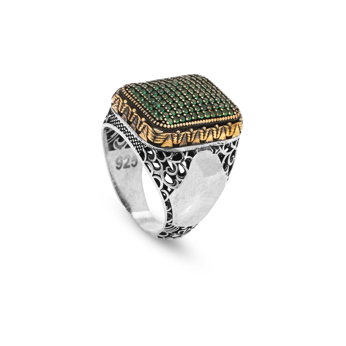 Emerald Ring Micro Stone Ring Ottoman Vintage 925 Sterling Silver Ring Promise Ring for Him Engagement Ring Gemstone Ring Gift for Husband