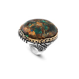 Vintage Ottoman Turquoise Ring in Chunky Sterling Silver – Men's Handmade Engagement Ring with Custom Engraving — image 1
