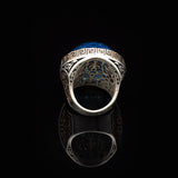 Handmade Aquamarine Ring for Men with Large Oval Stone – Vintage 925 Sterling Silver Engagement Ring — image 6