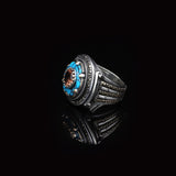 925 Sterling Silver Rotating Ring with Turquoise and Tiger Eye - Ottoman Inspired Men's Jewelry - Birthday Gifts — image 4