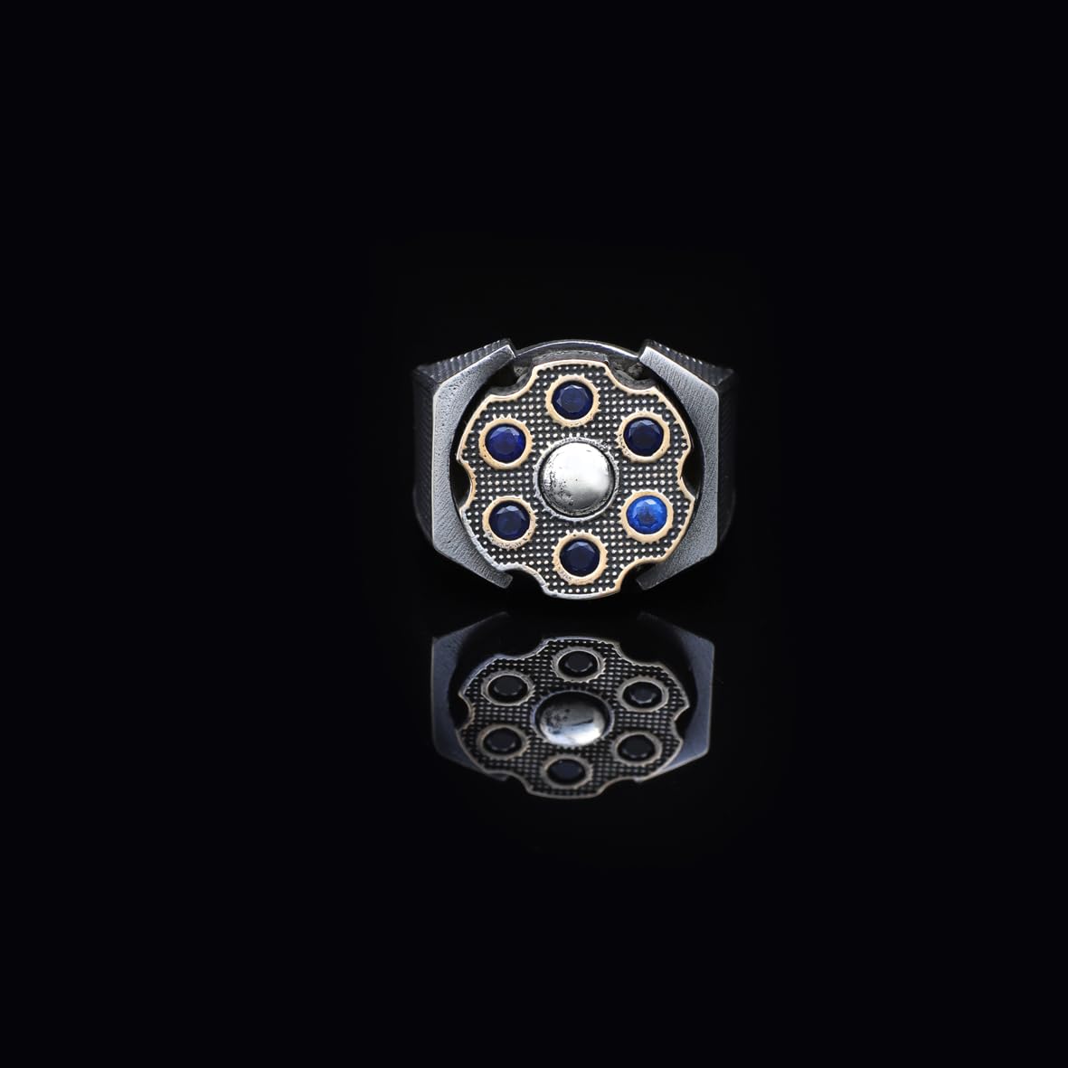 Men's Sapphire Ring - Rotating Design in 925 Sterling Silver - Men's Rotating Sapphire Ring - Birthday Gifts