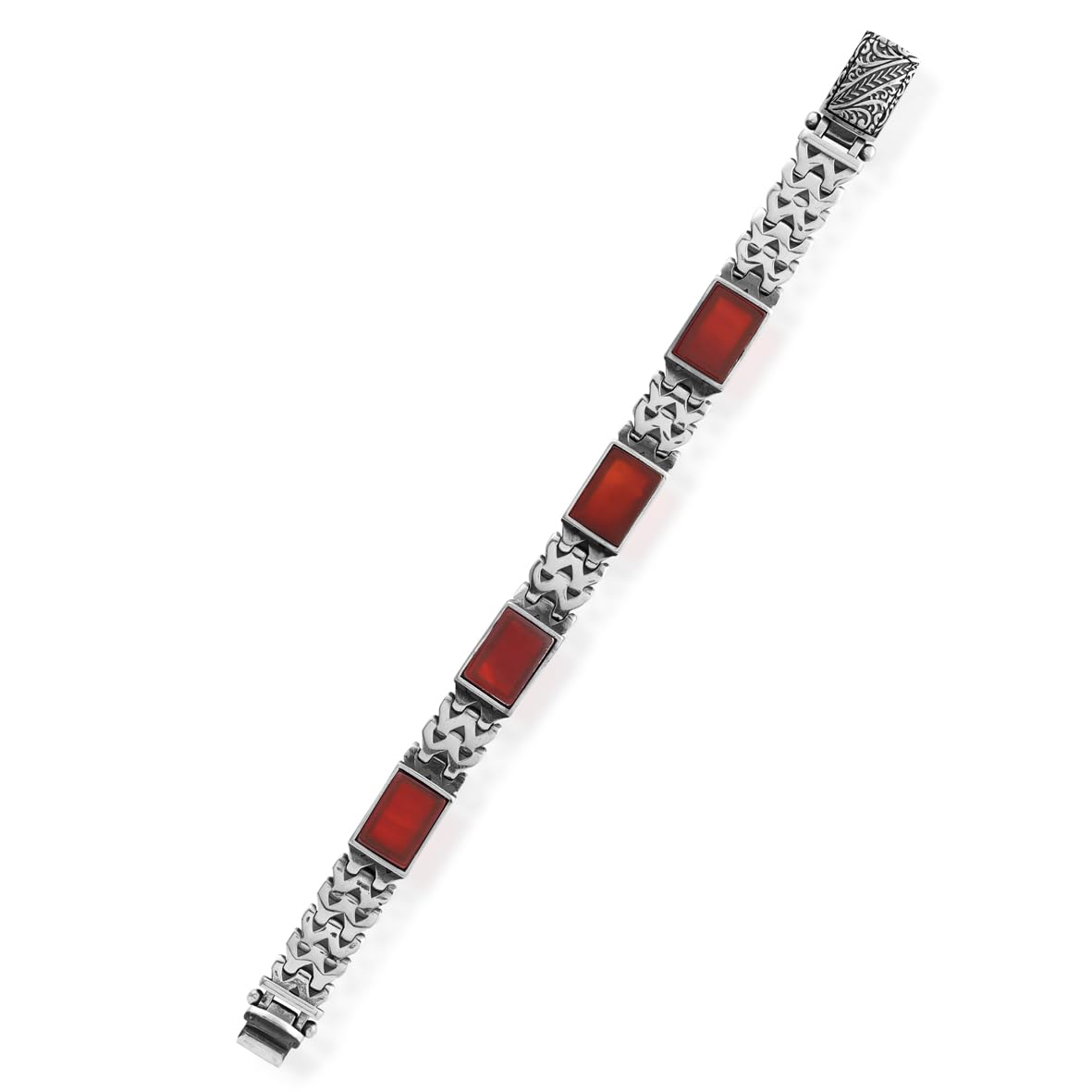 Handmade Carnelian Gemstone Bracelet – Gothic Vintage Sterling Silver Bracelet for Men