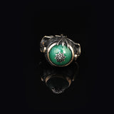 Handmade Emerald Gemstone Ottoman Style Sword Ring for Men Vintage 925 Sterling Silver — image 3