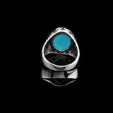 925 Sterling Silver Men's Turquoise Gemstone Ring – Large Oval Ottoman Ring — image 6