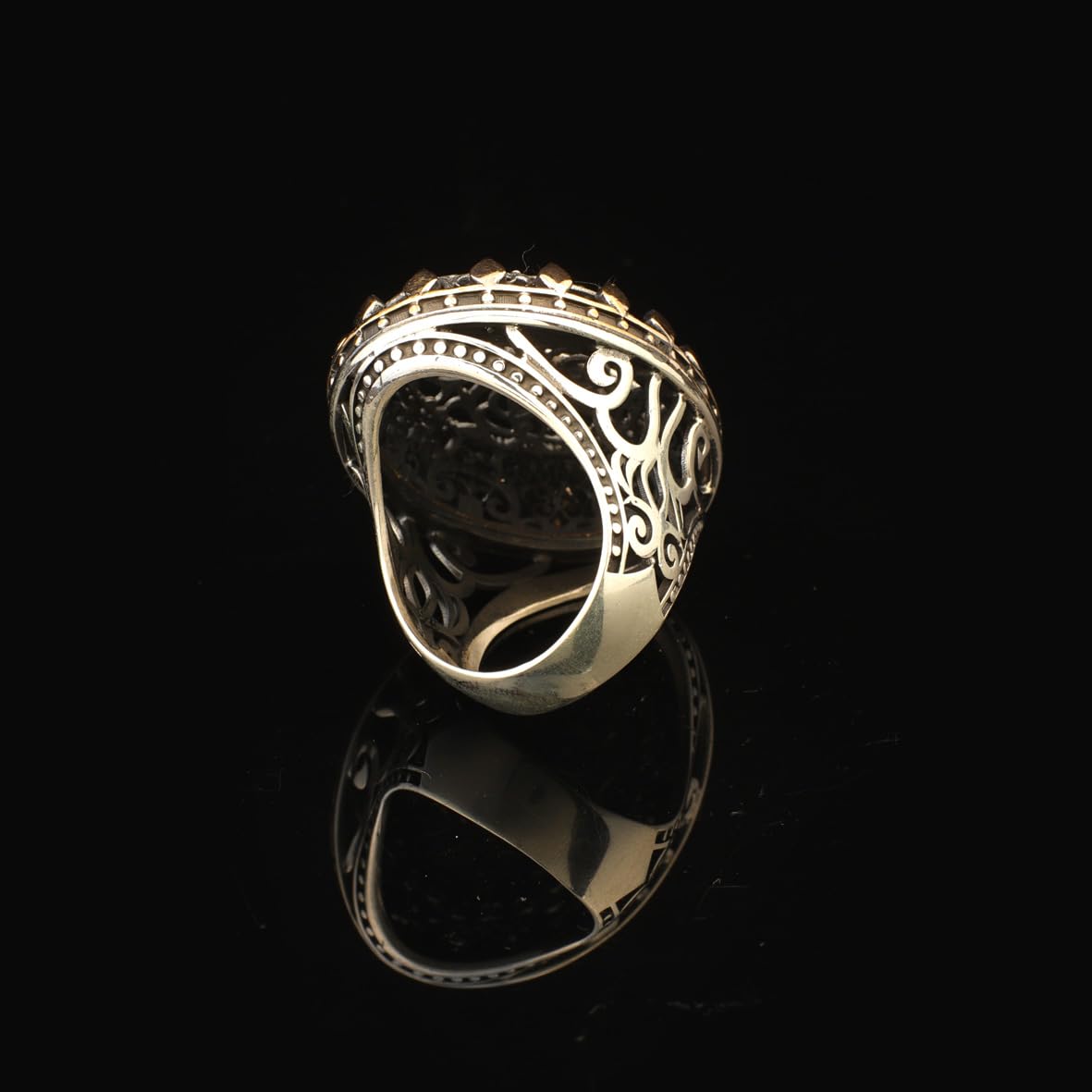 Sword Signet Ring Large Statement Whiskey Barrel Chunky Silver Ottoman Vintage 925 Sterling Promise Engagement Ring Gift for Husband