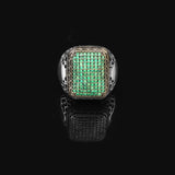 Emerald Ring Micro Stone Ring Ottoman Vintage 925 Sterling Silver Ring Promise Ring for Him Engagement Ring Gemstone Ring Gift for Husband — image 3