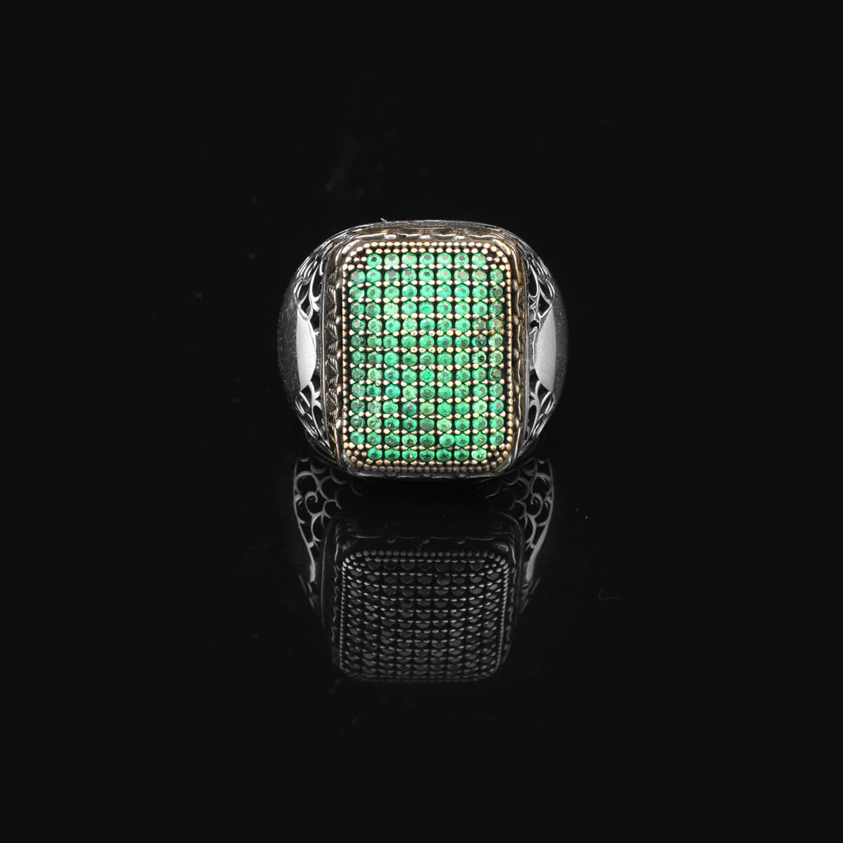 Emerald Ring Micro Stone Ring Ottoman Vintage 925 Sterling Silver Ring Promise Ring for Him Engagement Ring Gemstone Ring Gift for Husband