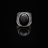 Handmade Virgin Mary Signet Ring – Black Onyx Oval Stone — image 3