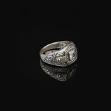 Vintage White Sapphire Pinky Ring - Men's Gemstone Engagement Ring in 925 Sterling Silver - Turkish Handmade Polished Ring with Micro Stone and Silver Polishing Cloth Gift — image 4