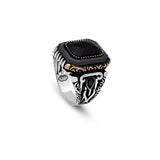 Vintage Black Onyx Ring for Men - Handmade 925 Sterling Silver Engagement Ring with Polished Gemstone - Turkish Style Men's Jewelry with Silver Polishing Cloth Gift — image 1