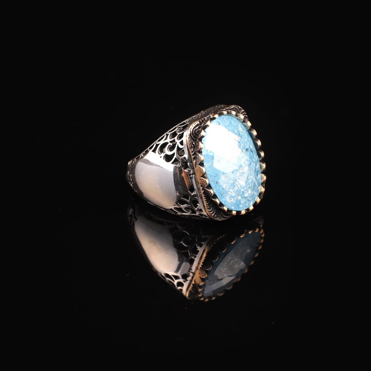 Vintage Handmade 925 Sterling Silver Men's Gemstone Ring - 925 Sterling Silver Rings for Men - Handcrafted Ring for Men