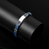 Vintage Men’s Bracelet – Handmade Leather and Sterling Silver Bracelet with Natural Mother of Pearl Gemstone — image 2