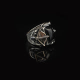 Vintage Onyx Sword Ring with Bow and Arrow Design – Handmade Sterling Silver Gemstone Ring for Men — image 4