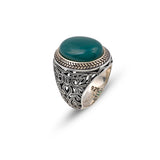 Handmade Jade Men's Ring - 925 Sterling Silver Gemstone Jewelry with Silver Polishing Cloth Gift - Engraving Ring — image 1