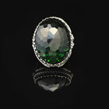 Vintage Emerald Eagle Ring for Men - Large Oval Stone 925 Sterling Silver Turkish Handmade Polished Engagement Ring with Silver Polishing Cloth Gift — image 3