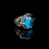 Men's Ring - Man Silver Aquamarine Stone Gemstone Ring in 925 Sterling Silver — image 4