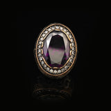 Amethyst Ring with Micro Sapphire Stone Ottoman Style Large Statement Ring Vintage Sterling Silver Chunky Silver Gemstone Ring — image 3