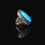 Vintage Turquoise Eagle Ring for Men - Large Oval Stone 925 Sterling Silver Turkish Handmade Polished Engagement Ring with Silver Polishing Cloth Gift — image 4
