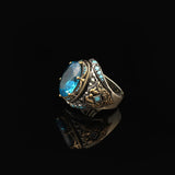 Handmade Aquamarine Ring Ottoman Vintage Sterling Silver Ring — image 4
