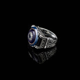 Handmade Blue Tiger Eye Ring for Men - Ottoman Style 925 Sterling Silver Gemstone Jewelry with Polishing Cloth Gift — image 3