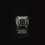 Vintage Black Onyx Ring with Eagle Design - Handmade Turkish 925 Sterling Silver Engagement Ring for Men with Polished Gemstone - Includes Silver Polishing Cloth Gift — image 3