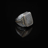 Polished Black Onyx and Micro Stone Men's Ring - Vintage 925 Sterling Silver Gemstone Statement Ring — image 4