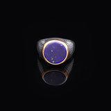 Vintage Lapis Lazuli Pinky Signet Ring - Handmade 925 Sterling Silver Gemstone Ring for Men - Polished Engagement Ring with Engraving Option & Silver Polishing Cloth Gift — image 3