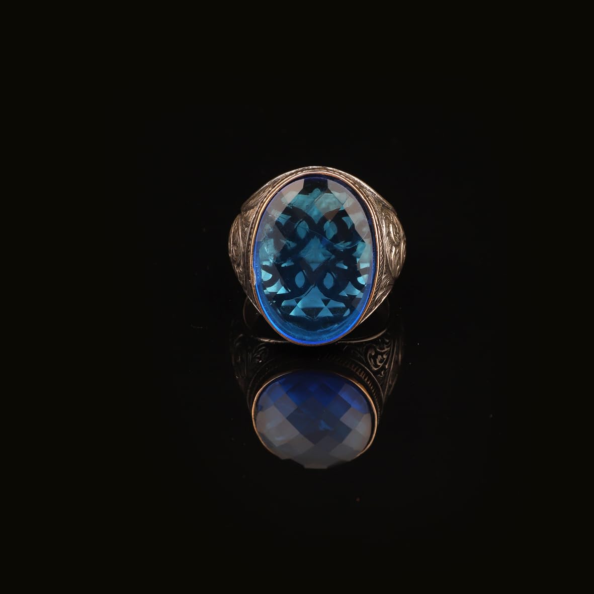 "Handmade Vintage Men's Ring with 925 Sterling Silver and Gemstone - Unique Jewelry Piece - Ring with Silver Polishing Cloth Gift