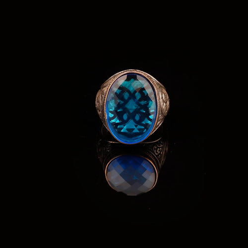 "Handmade Vintage Men's Ring with 925 Sterling Silver and Gemstone - Unique Jewelry Piece - Ring with Silver Polishing Cloth Gift