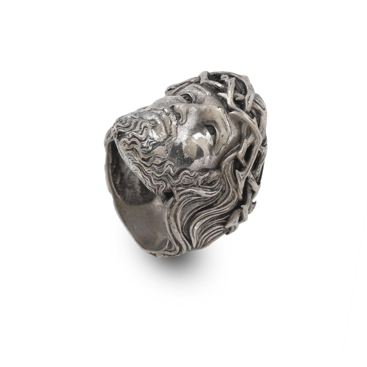 Jesus Christ Crown of Thorns Handmade Sterling Silver Men Ring