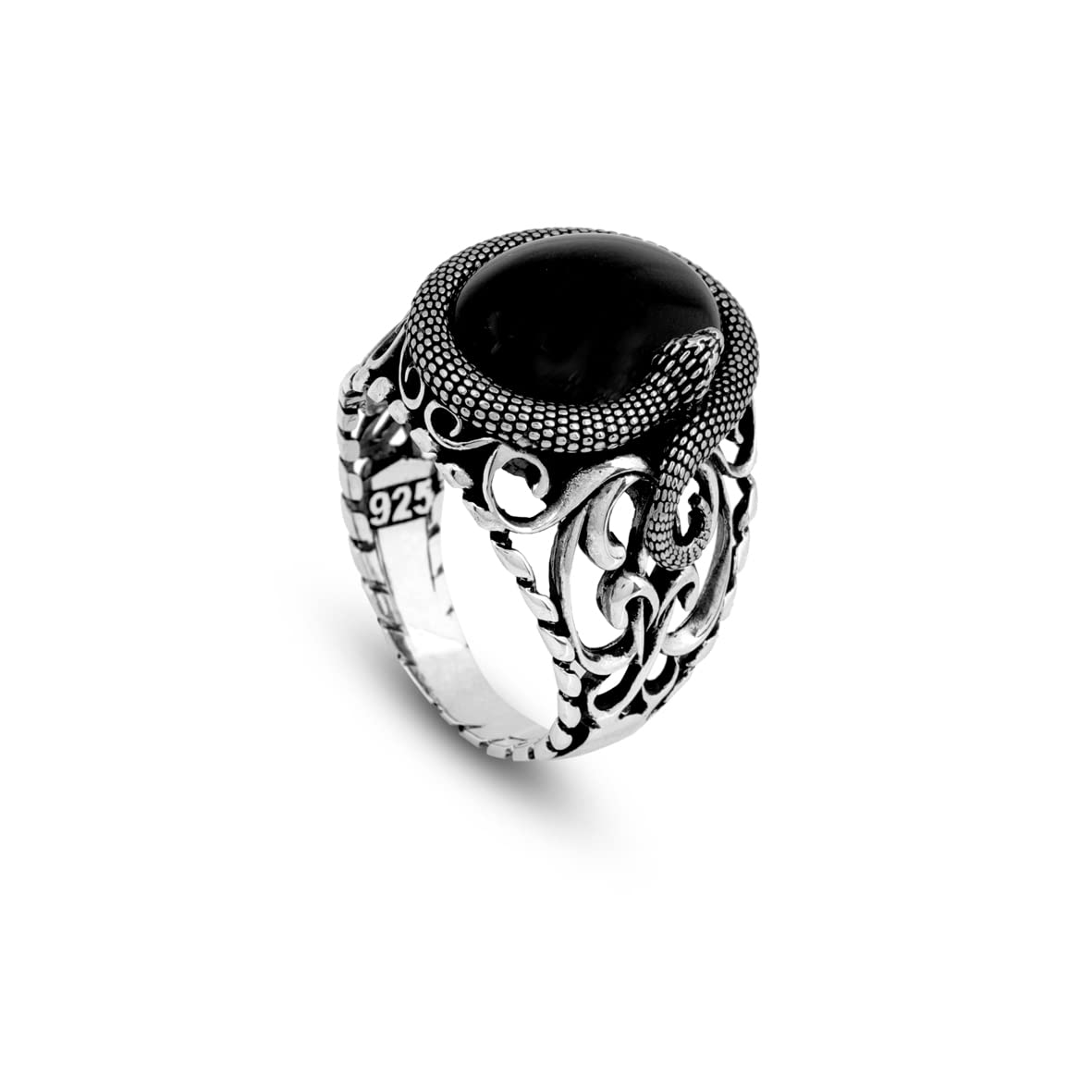 Mystical Serpent Onyx and Sterling Silver Snake Ring