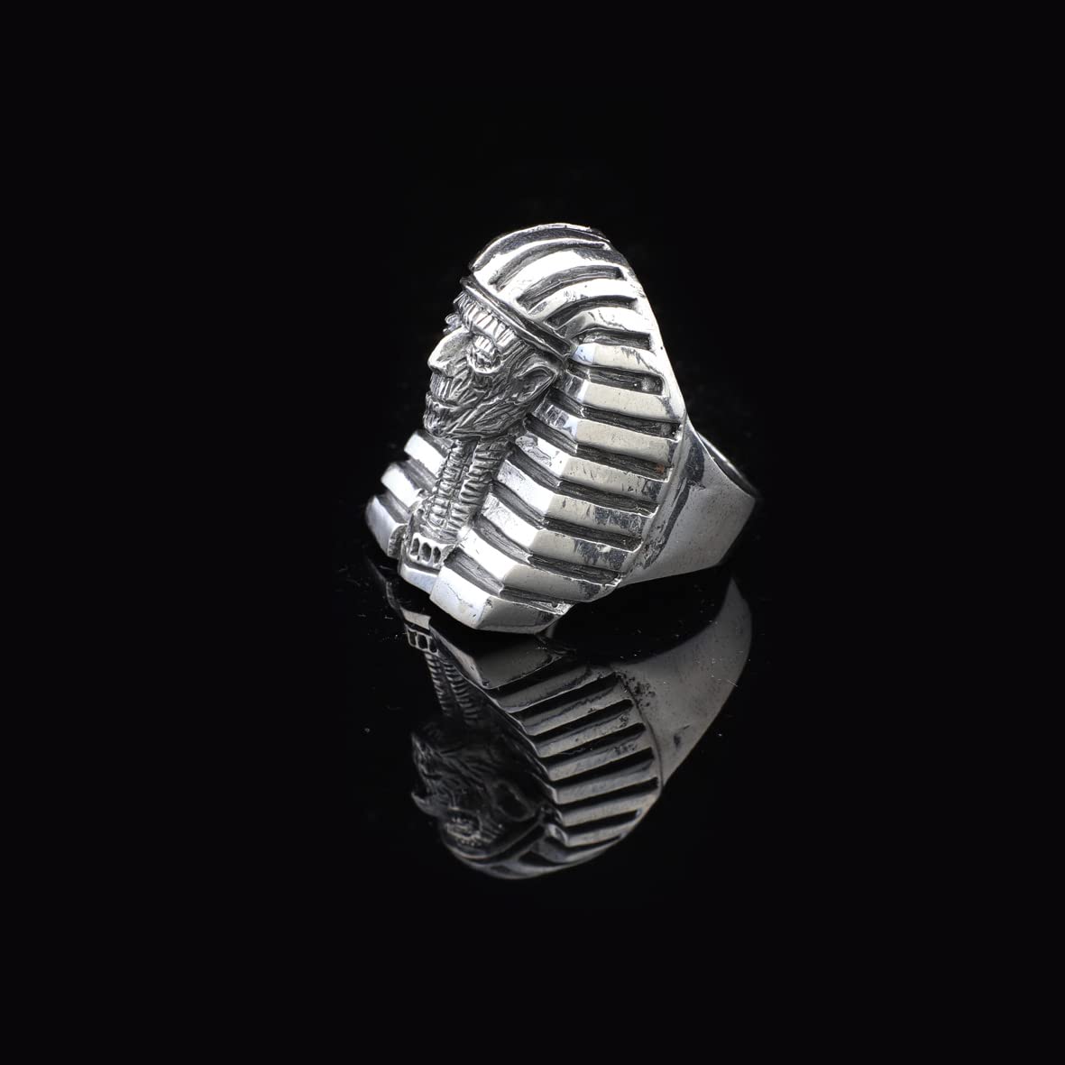 Silver Pharaoh Ring for Men • Sterling Silver Egyptian Mythology Jewelry for Men & Women • Ancient Egypt Jewelry Gift Ideas • Pharaoh Signet