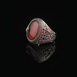Men’s Snake Carnelian Ring - Handmade Animal Pinky Ring in Sterling Silver — image 5
